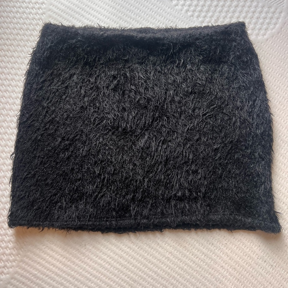 Black Fuzzy Mini Skirt
